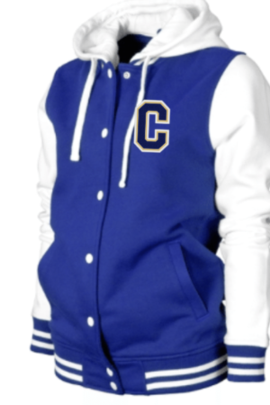 LETTER JACKET WITH REMOVABLE HOOD
